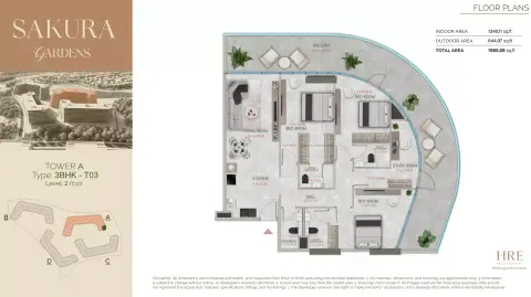 Sakura Gardens: Floor plan Type A-210, 1,985 sq ft