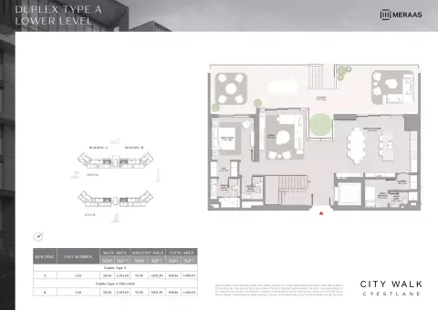 City Walk Crestlane: फ़्लोर प्लान Type A Duplex, 4,400 sq ft