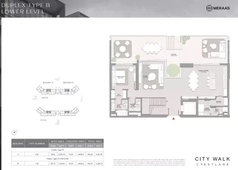 City Walk Crestlane: फ़्लोर प्लान Type B Duplex, 4,394 sq ft