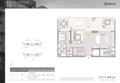City Walk Crestlane: फ़्लोर प्लान Type B Duplex Mirrored, 4,394 sq ft