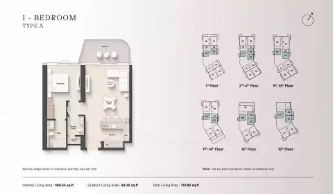Portside Square: Floor plan Type A, 767 sq ft