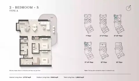 Portside Square: Floor plan Type A+Study, 1,396 sq ft