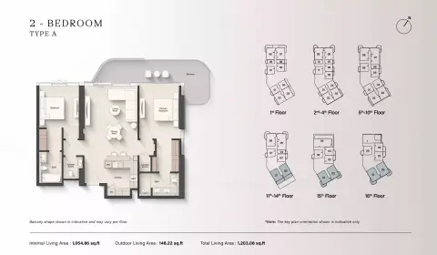 Portside Square: Floor plan Type A, 1,203 sq ft