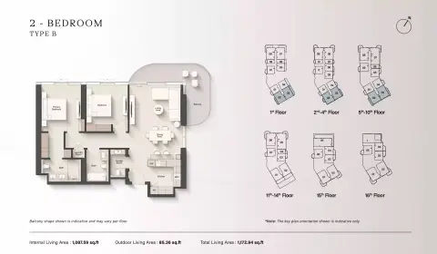 Portside Square: Floor plan Type B, 1,172 sq ft
