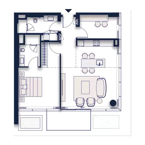Silena: Floor plan Type A1, 1,005 sq ft