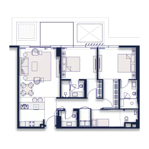 Silena: Floor plan Type A2, 1,295 sq ft