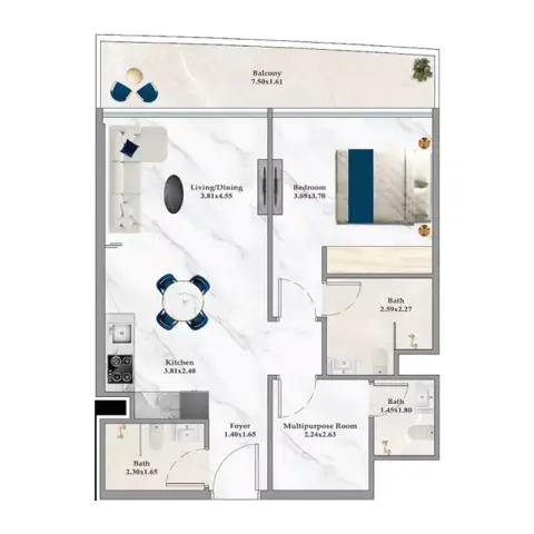 Aspirz Tower: Floor plan Type B (Flex Plus)