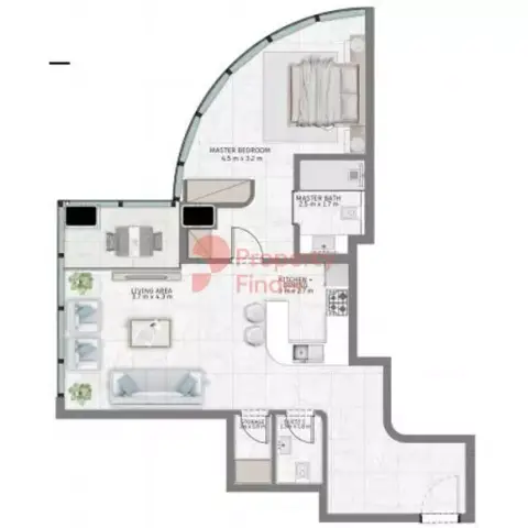 Al Habtoor Tower: Floor plan Type 10 Level 09-46, 861 sq ft