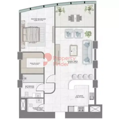 Al Habtoor Tower: Floor plan Type 13 Level 09-46, 878 sq ft