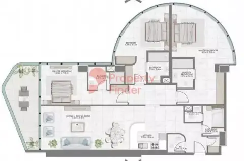 Al Habtoor Tower: Floor plan Type 09 Level 49-69, 1,857 sq ft