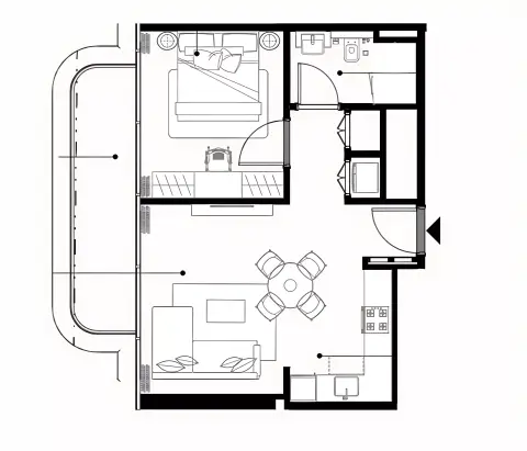 Azizi Wares: Plattegrond Type A, 603 sq ft