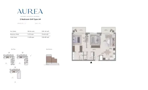 Aurea: Floor plan Type A4, 1,234 sq ft