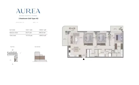 Aurea: Floor plan Type A2, 1,698 sq ft