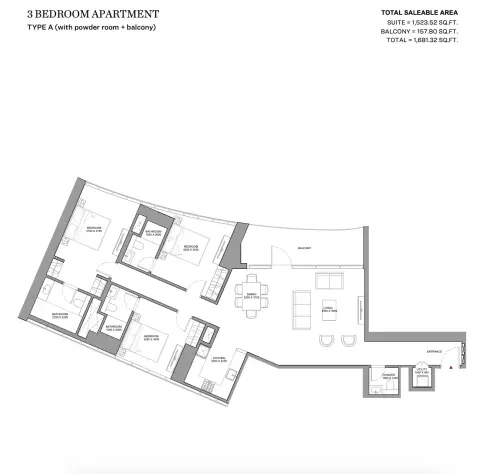 Skyvue Stellar: Floor plan Type A, 1,681 sq ft