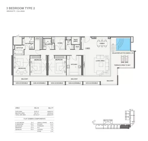 Binghatti Cullinan: Floor plan Type 2, 2,232 sq ft