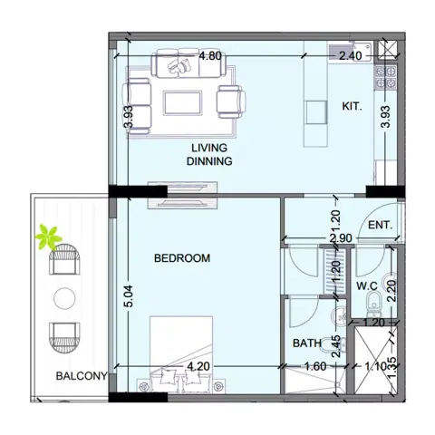 Coventry Twins: Планировка Type 1, 626 sq ft