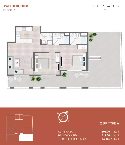 Elaris Rise: Floor plan Type 2-№ 305, 1,711 sq ft