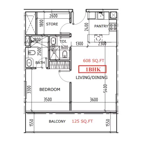 Coventry 49: फ़्लोर प्लान Type 1, 733 sq ft