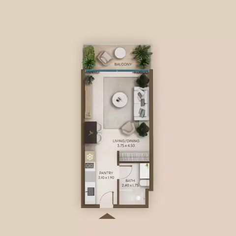 Coventry Centro: Floor plan Type 1, 392 sq ft