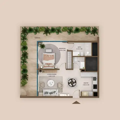 Coventry Centro: Floor plan Type 1, 636 sq ft