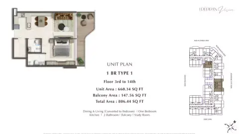Treppan Vision: Plan Type 1, 806 sq ft