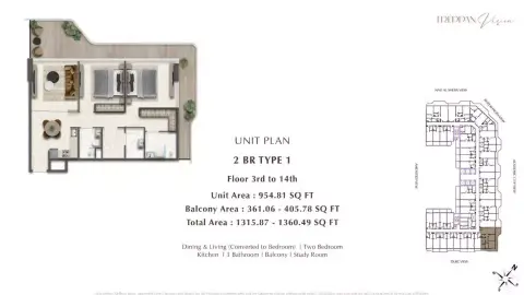Treppan Vision: Plan Type 1, 1,315 sq ft