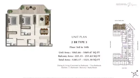 Treppan Vision: Plan Type 3, 1,285 sq ft