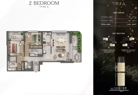 Talea: Floor plan Type A, 1,422 sq ft