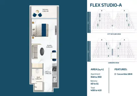 Sparklz: Floor plan Type A, 408 sq ft