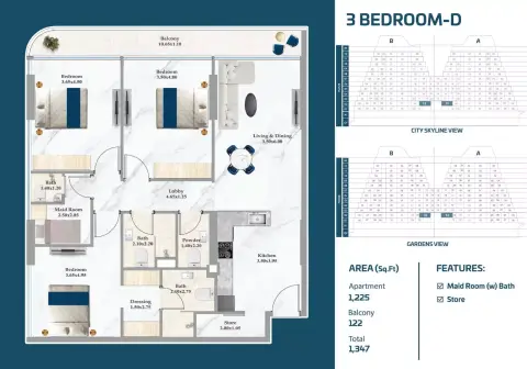 Sparklz: Floor plan Type D, 1,347 sq ft