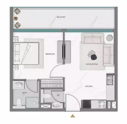 Samana Hills South: Floor plan Type 1, 659 sq ft