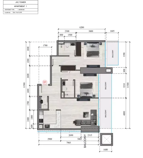 Auresta Tower: Floor plan Type 1