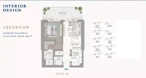 Chelsea Residences: Plan Type A, 811 sq ft