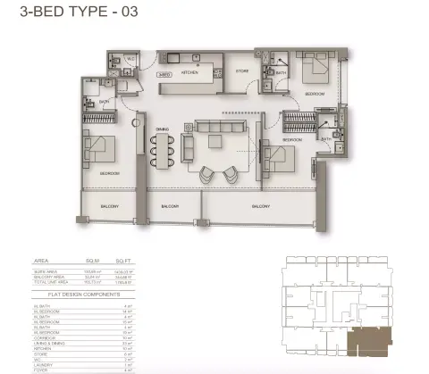 Binghatti Moonlight: Floor plan Type 01, 1,783 sq ft
