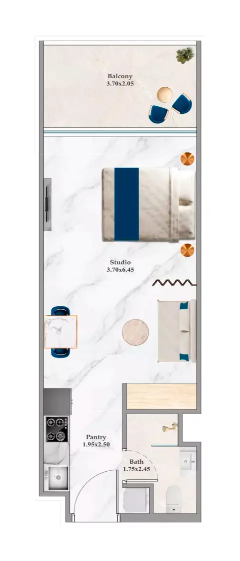 Timez: Floor plan Type C, 426 sq ft