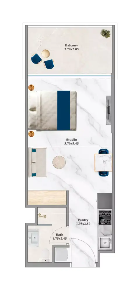 Timez: Floor plan Type A, 386 sq ft