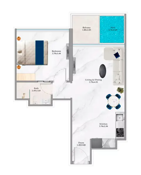 Timez: Floor plan Type C, 562 sq ft