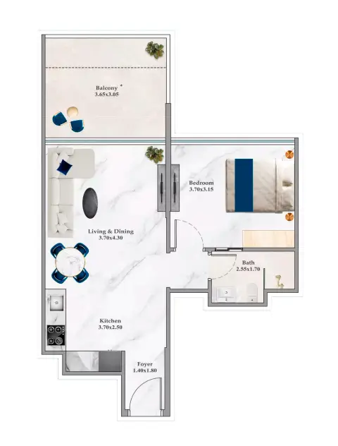 Timez: Floor plan Type A, 546 sq ft