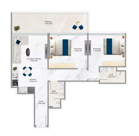 Timez: Floor plan Type C, 852 sq ft