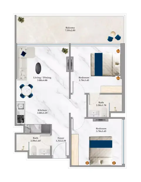 Timez: Floor plan Type B, 818 sq ft