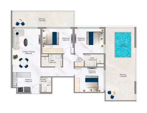 Timez: Floor plan Type C, 1,418 sq ft