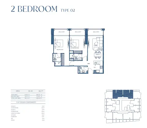 Binghatti Twilight: Floor plan Type 02, 1,056 sq ft