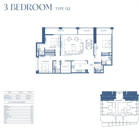 Binghatti Twilight: Floor plan Type 02, 1,618 sq ft