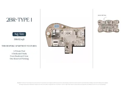 AGUA Residences: Floor plan Type 1-Tower A, 1,386 sq ft