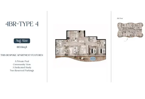 AGUA Residences: Floor plan Type 4-Tower A, 1,813 sq ft