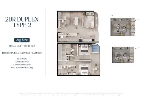 AGUA Residences: Floor plan Type 2-Tower A, 1,463 sq ft