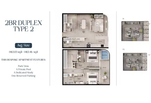 AGUA Residences: Floor plan Type 2-Tower B, 1,463 sq ft