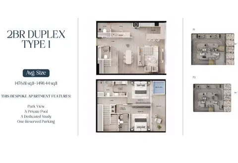 AGUA Residences: Floor plan Type 1-Tower B, 1,476 sq ft