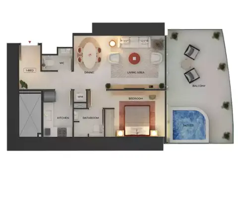 Binghatti Skyblade: फ़्लोर प्लान Type A, 762 sq ft