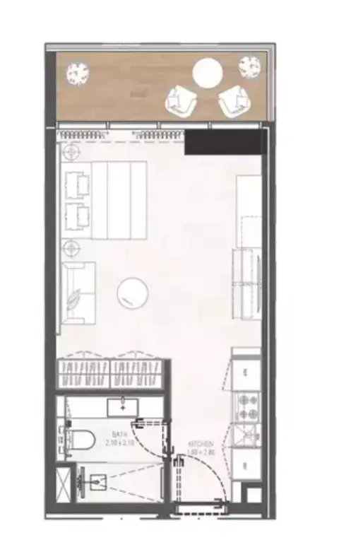 Gharbi 2 Residences: Floor plan Type A, 390 sq ft